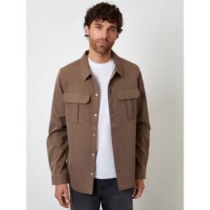 Threadbare Men’s 2XL Brown Cargo Pocket Shacket Top Jacket Minimalist Casual